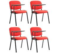 CLP Lot de 4 Chaises Visiteur Ken Tissu et Tablette Rabattable I Chaise Salle de Conférence Dossier et Assise Rembourrés, Couleur:Rouge