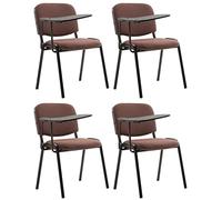 Lot de 4 Chaises Ken en tissu avec tablette rabattable , Marron