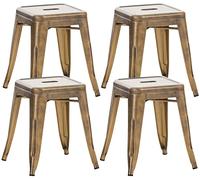 Lot de 4 tabourets au style industriel Armin , Or