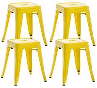 CLP Lot De 4 Tabourets Bas Armin en Métal I Siège sans Dossier Empilable I Tabouret Bas Carré Multi Usage I Charge Max. 200 kg | Couleur Jaune