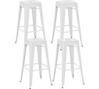 CLP Lot de 4 tabourets de bar en métal empilables Joshua , Blanc Blanc G