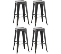 CLP Lot De 4 Tabourets De Bar Joshua I Tabouret De Bar Industriel Empilable Et Robuste I Repose-Pieds Structure A 4 Pieds I Hauteur Siège 77 cm, Couleur: Noir/Or