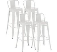 CLP Lot de 4 tabourets de bar Mason , Blanc Blanc