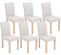 CLP Lot De 6 Chaises De Salle A Manger Ina en Similicuir I Assise Rembourrée I Chaise De Salon avec Pieds en Bois, Couleur:crème, Couleur du Cadre:Natura