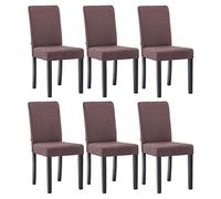 CLP Lot De 6 Chaises De Salle A Manger Ina en Tissu I Assise Rembourrée I Chaise De Salon avec Pieds en Bois, Couleur:Marron, Couleur du Cadre:Noir