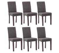 CLP Lot De 6 Chaises De Salle A Manger Ina en Tissu I Assise Rembourrée I Chaise De Salon avec Pieds en Bois, Couleur:Gris foncé, Couleur du Cadre:Cappuccino