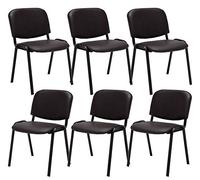 CLP Lot De 6 Chaises Visiteur Empilable Ken en Similicuir I Chaise De Récéption Confortable avec Dossier Pieds en Métal Robustes, Couleur:Marron