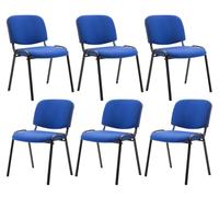 CLP Lot De 6 Chaises Visiteur Empilables Ken en Tissu I Chaises De Salle D'Attente avec Assise Et Dossier Rembourré I Pieds en Métal, Couleur:Bleu