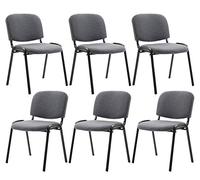CLP Lot De 6 Chaises Visiteur Empilables Ken en Tissu I Chaises De Salle D'Attente avec Assise Et Dossier Rembourré I Pieds en Métal, Couleur:Gris