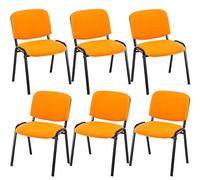 CLP Lot De 6 Chaises Visiteur Empilables Ken en Tissu I Chaises De Salle D'Attente avec Assise Et Dossier Rembourré I Pieds en Métal, Couleur:Orange