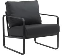 CLP Lounger Manea I Fauteuil Relax en Similicuir ou en Tissu I avec Structure métallique Stable I Fauteuil Club rembourré, Couleur:Noir, Matériel:Similicuir