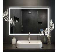 CLP Miroir de Salle de Bain Jaffrey, Haut-Parleur Bluetooth, antibuée, Format Paysage et Portrait, Miroir Mural éclairage LED Variable, Taille:70x100 cm