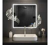 CLP Miroir de Salle de Bain Jaffrey, Haut-Parleur Bluetooth, antibuée, Format Paysage et Portrait, Miroir Mural éclairage LED Variable, Taille:80x80 cm