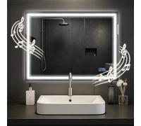 CLP Miroir de Salle de Bain Jaffrey, Haut-Parleur Bluetooth, antibuée, Format Paysage et Portrait, Miroir Mural éclairage LED Variable, Taille:60x80 cm