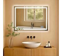 CLP Miroir de Salle de Bain Jaffrey, Miroir de Salle de Bain antibuée, Format Paysage et Portrait, Miroir Mural éclairage LED Variable, Taille:50x70 cm