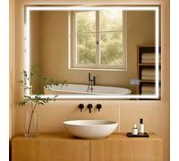CLP Miroir de Salle de Bain Jaffrey, Miroir de Salle de Bain antibuée, Format Paysage et Portrait, Miroir Mural éclairage LED Variable, Taille:70x100 cm