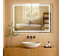 CLP Miroir de Salle de Bain Jaffrey, Miroir de Salle de Bain antibuée, Format Paysage et Portrait, Miroir Mural éclairage LED Variable, Taille:60x80 cm