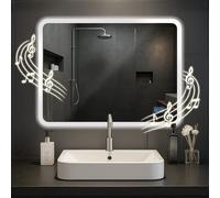 CLP Miroir de Salle de Bain Jericho avec éclairage, Haut-Parleur Bluetooth, Miroir de Salle de Bain antibuée, Miroir Mural LED, Taille:60x80 cm