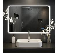 CLP Miroir de Salle de Bain Jericho avec éclairage, Haut-Parleur Bluetooth, Miroir de Salle de Bain antibuée, Miroir Mural LED, Taille: 70x100 cm