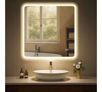 CLP Miroir de Salle de Bain Jericho avec éclairage, Miroir de Salle de Bain antibuée, Miroir Mural avec lumičre LED, Taille:80x80 cm