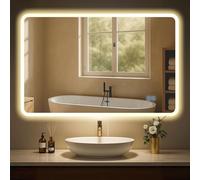 CLP Miroir de Salle de Bain Jericho avec éclairage, Miroir de Salle de Bain antibuée, Miroir Mural avec lumière LED, Taille:70x100 cm