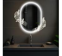 CLP Miroir de Salle de Bain Karishma 70x50 cm, Miroir de Salle de Bain antibuée, Miroir Mural éclairage LED, avec ou sans Bluetooth, Contenu du Set:avec Bluetooth