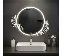 CLP Miroir de Salle de Bain Laconia avec éclairage, Haut-Parleur Bluetooth, Miroir de Salle de Bain antibuée, Miroir Mural Rond LED, Taille:Ø 60