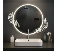 CLP Miroir de Salle de Bain Laconia avec éclairage, Haut-Parleur Bluetooth, Miroir de Salle de Bain antibuée, Miroir Mural Rond LED | Taille Ø 70