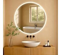 CLP Miroir de Salle de Bain Laconia avec éclairage, Miroir de Salle de Bain antibuée, Miroir Mural Rond LED à intensité Variable | Taille Ø 80