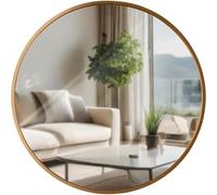 CLP Miroir Mural Elsie I Miroir Rond de différentes Tailles I Profondeur 3 cm, idéal pour Le Salon, la Chambre à Coucher ou la Salle de Bain, Couleur:Gold Mat, Taille:M