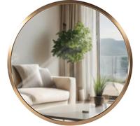 CLP Miroir Mural Elsie I Miroir Rond de différentes Tailles I Profondeur 3 cm, idéal pour Le Salon, la Chambre à Coucher ou la Salle de Bain | Couleur Gold Mat Taille S