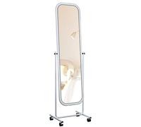 CLP Miroir sur Pied Medusa avec roulettes I Miroir Corps Entier avec Cadre métallique I Inclinable et pivotant à 360 degrés, Couleur:Blanc