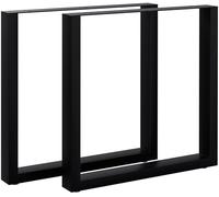 CLP Pieds de Table en métal Noir Ilkan, Ensemble de 2 pour Table à Manger DIY, Structure en métal avec revêtement en Poudre, Couleur:Noir, Taille:70 cm