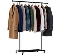 CLP Portant a vetements Bernis sur roulettes, portemanteau metal extensible, tringle stable jusqu a 80 kg avec etagere a chaussures, Taille:L