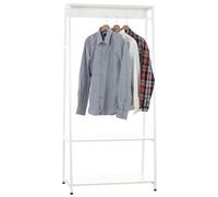 CLP Portant Luton en Bois et Métal I Garderobe Stable Avec Barre Et 2 Plateaux De Rangement I Porte-vêtements Spacieux Et Pratique, Couleur:blanc