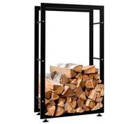 CLP Porte-bűches pour Bois De Cheminée Keri V2 en Métal Noir I Porte-Bois De Chaminée Solide Et Moderne I Support pour Bűches, Couleur:Noir, Taille:25x60x100 cm