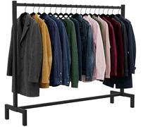 CLP Porte-Manteaux Melva en Metal, Porte-Vetements Stable Style Industriel, 1 Barre, Robuste pour Entree ou Bureau, Couleur:Noir, Taille:150x38x120