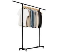 CLP Portemanteau sur roulettes très Stable Soran, Tringle à vêtements Extensible réglable en Hauteur Pliable, portemanteau en métal Noir Taille 150x50x188 cm