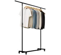 CLP Portemanteau sur roulettes très Stable Soran, Tringle à vêtements Extensible réglable en Hauteur Pliable, portemanteau en métal Noir Taille 120x50x188 cm