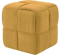 CLP Pouf Forinta en Velours côtelé, Design Moderne carré, Tabouret Confortable, Repose-Pieds et Cube d'assise Salon, Chambre | Couleur Jaune
