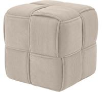 CLP Pouf Forinta en Velours côtelé, Design Moderne carré, Tabouret Confortable, Repose-Pieds et Cube d'assise Salon, Chambre | Couleur crème