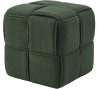 CLP Pouf Forinta en Velours côtelé, Design Moderne carré, Tabouret Confortable, Repose-Pieds et Cube d'assise Salon, Chambre | Couleur Vert foncé