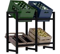 CLP Présentoir pour caisses de Boissons en métal Stack, Robuste et Peu encombrant pour caisses de Boissons, Couleur:Noir, Taille:75x91x31 cm