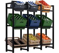 CLP Présentoir pour caisses de boissons en métal Stack, robuste et peu encombrant pour caisses de boissons, Couleur:noir, Taille:116x135x31 cm