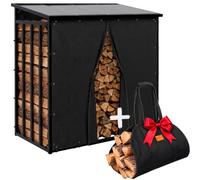 CLP Rangee de Bois Exterieur 189x100x187cm Desmond, Acier, bache 600D Polyester, Sac de Transport Bois Offert Taille 180 cm