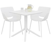 CLP Salon de Jardin Lirra Resistant aux intemperies, 2 chaises et Table Carree, Ensemble 3 Pieces pour Jardin, terrasse et Balcon Couleur Blanc