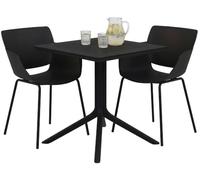 CLP Salon de Jardin Lirra Resistant aux intemperies, 2 chaises et Table Carree, Ensemble 3 Pieces pour Jardin, terrasse et Balcon Couleur Noir