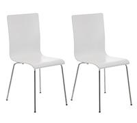 CLP Set de 2 Chaises de Salle d'Attente Pepe Bois I Chaise de Visiteur Robuste Pieds en Métal I Chaise de Conférence en Bois : Couleur:Blanc