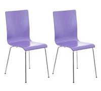 CLP Set de 2 Chaises de Salle d'Attente Pepe Bois I Chaise de Visiteur Robuste Pieds en Métal I Chaise de Conférence en Bois : Couleur:Violet