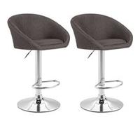 CLP Set de 2 tabourets de bar Miami V2 tissu , Chrome/Gris foncé Gris foncé G